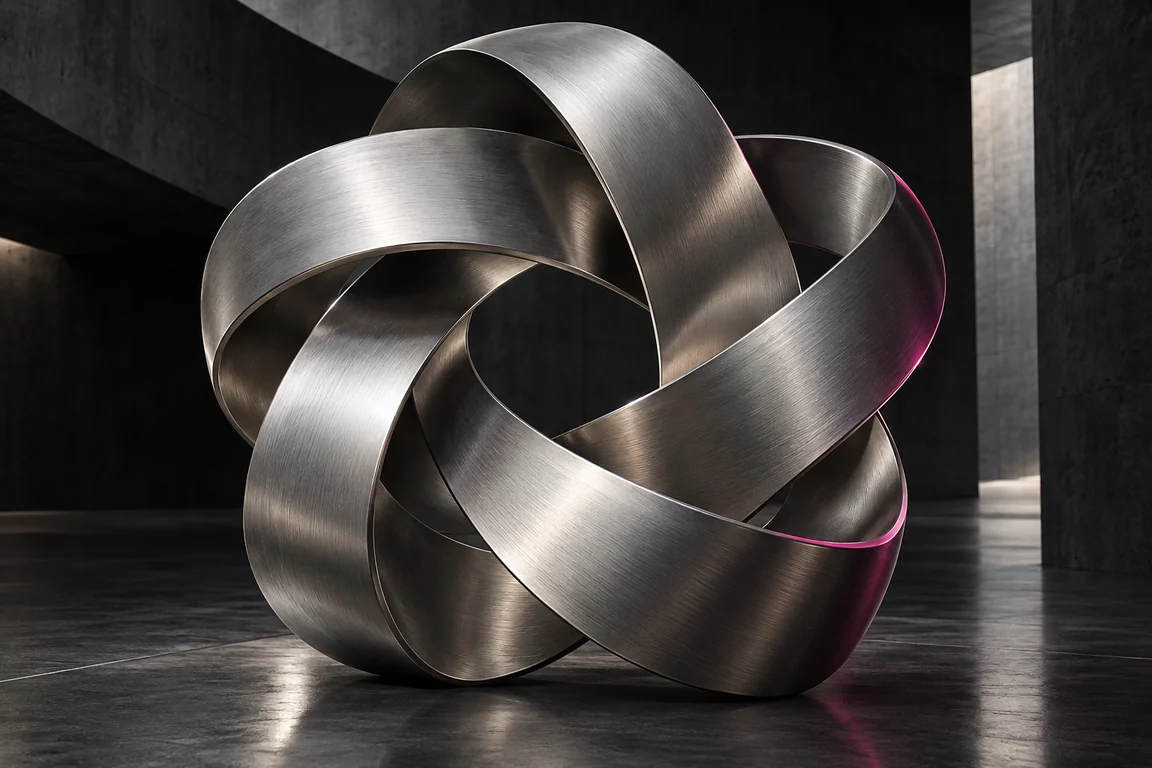 Escultura de de formas metálicas conectadas